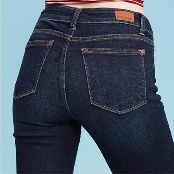 Judy Blue Whiskered Dark Wash Bootcut Jeans Women's Size 13/31 Frayed Hems - Picture 3 of 13